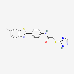 molecular formula C18H15N5OS2 B3643124 N-[4-(6-methyl-1,3-benzothiazol-2-yl)phenyl]-2-(1H-1,2,4-triazol-5-ylsulfanyl)acetamide 