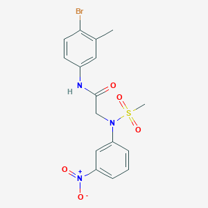 molecular formula C16H16BrN3O5S B3643258 N-(4-bromo-3-methylphenyl)-N~2~-(methylsulfonyl)-N~2~-(3-nitrophenyl)glycinamide 