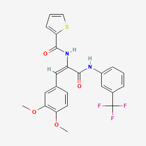 N-[(E)-1-(3,4-dimethoxyphenyl)-3-oxo-3-[3-(trifluoromethyl)anilino]prop-1-en-2-yl]thiophene-2-carboxamide