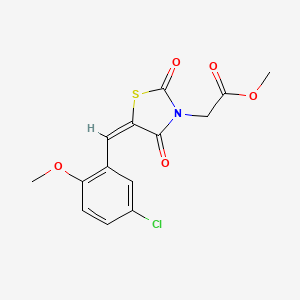 molecular formula C14H12ClNO5S B3643293 methyl 2-[(5E)-5-[(5-chloro-2-methoxyphenyl)methylidene]-2,4-dioxo-1,3-thiazolidin-3-yl]acetate 