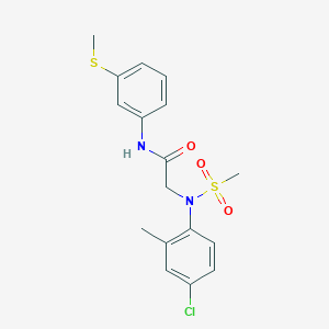 molecular formula C17H19ClN2O3S2 B3643301 N~2~-(4-chloro-2-methylphenyl)-N~2~-(methylsulfonyl)-N~1~-[3-(methylthio)phenyl]glycinamide 