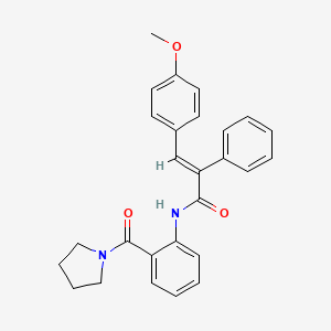 molecular formula C27H26N2O3 B3643315 3-(4-methoxyphenyl)-2-phenyl-N-[2-(1-pyrrolidinylcarbonyl)phenyl]acrylamide 