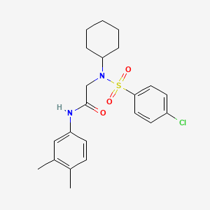 molecular formula C22H27ClN2O3S B3643327 N~2~-[(4-chlorophenyl)sulfonyl]-N~2~-cyclohexyl-N~1~-(3,4-dimethylphenyl)glycinamide CAS No. 431056-21-2