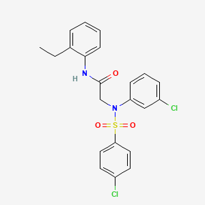 molecular formula C22H20Cl2N2O3S B3643332 N~2~-(3-chlorophenyl)-N~2~-[(4-chlorophenyl)sulfonyl]-N~1~-(2-ethylphenyl)glycinamide 