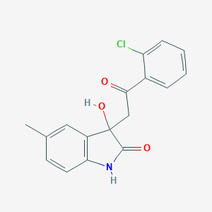 molecular formula C17H14ClNO3 B364334 3-[2-(2-chlorophenyl)-2-oxoethyl]-3-hydroxy-5-methyl-1,3-dihydro-2H-indol-2-one CAS No. 865072-74-8