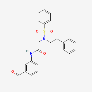 molecular formula C24H24N2O4S B3643344 N-(3-acetylphenyl)-2-[benzenesulfonyl(2-phenylethyl)amino]acetamide 