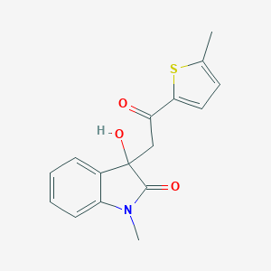 molecular formula C16H15NO3S B364337 3-hydroxy-1-methyl-3-[2-(5-methylthiophen-2-yl)-2-oxoethyl]-1,3-dihydro-2H-indol-2-one CAS No. 865072-76-0