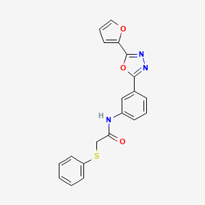 molecular formula C20H15N3O3S B3643477 N-{3-[5-(2-furyl)-1,3,4-oxadiazol-2-yl]phenyl}-2-(phenylthio)acetamide 