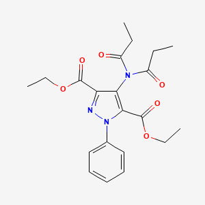 molecular formula C21H25N3O6 B3643514 Diethyl 4-[di(propanoyl)amino]-1-phenylpyrazole-3,5-dicarboxylate 