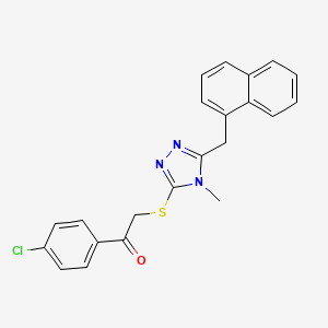 molecular formula C22H18ClN3OS B3643544 1-(4-chlorophenyl)-2-{[4-methyl-5-(naphthalen-1-ylmethyl)-4H-1,2,4-triazol-3-yl]sulfanyl}ethanone 