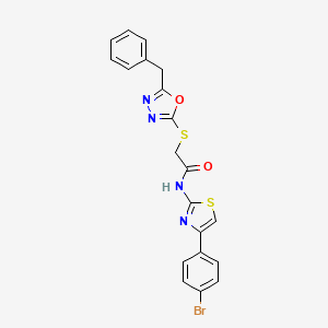 2-[(5-benzyl-1,3,4-oxadiazol-2-yl)sulfanyl]-N-[4-(4-bromophenyl)-1,3-thiazol-2-yl]acetamide