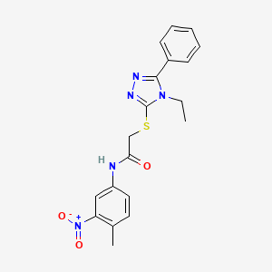 2-[(4-ethyl-5-phenyl-4H-1,2,4-triazol-3-yl)sulfanyl]-N-(4-methyl-3-nitrophenyl)acetamide