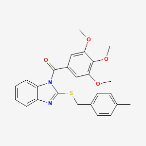 molecular formula C25H24N2O4S B3643560 2-{[(4-METHYLPHENYL)METHYL]SULFANYL}-1-(3,4,5-TRIMETHOXYBENZOYL)-1H-1,3-BENZODIAZOLE 