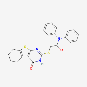 molecular formula C24H21N3O2S2 B3643568 2-[(4-oxo-3,4,5,6,7,8-hexahydro[1]benzothieno[2,3-d]pyrimidin-2-yl)thio]-N,N-diphenylacetamide 