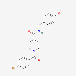 molecular formula C21H23BrN2O3 B3643604 1-(4-bromobenzoyl)-N-[(4-methoxyphenyl)methyl]piperidine-4-carboxamide 