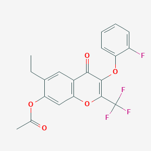 6-ethyl-3-(2-fluorophenoxy)-4-oxo-2-(trifluoromethyl)-4H-chromen-7-yl acetate