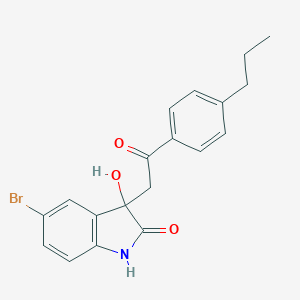 molecular formula C19H18BrNO3 B364365 5-bromo-3-hydroxy-3-[2-oxo-2-(4-propylphenyl)ethyl]-1,3-dihydro-2H-indol-2-one CAS No. 865073-06-9