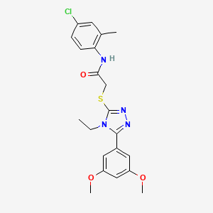 molecular formula C21H23ClN4O3S B3643653 N-(4-chloro-2-methylphenyl)-2-{[5-(3,5-dimethoxyphenyl)-4-ethyl-4H-1,2,4-triazol-3-yl]sulfanyl}acetamide 