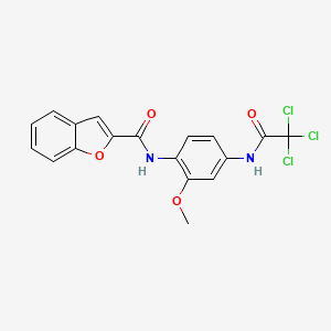 molecular formula C18H13Cl3N2O4 B3643665 N-{2-methoxy-4-[(trichloroacetyl)amino]phenyl}-1-benzofuran-2-carboxamide 