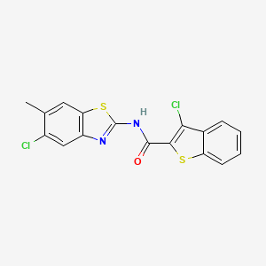 molecular formula C17H10Cl2N2OS2 B3643738 3-chloro-N-(5-chloro-6-methyl-1,3-benzothiazol-2-yl)-1-benzothiophene-2-carboxamide 