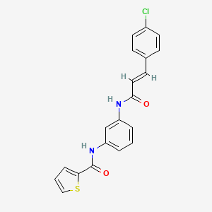 molecular formula C20H15ClN2O2S B3643784 N-(3-{[(2E)-3-(4-chlorophenyl)prop-2-enoyl]amino}phenyl)thiophene-2-carboxamide 