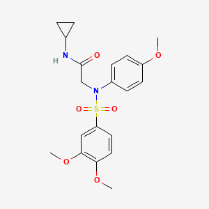 molecular formula C20H24N2O6S B3643807 N-cyclopropyl-2-(N-(3,4-dimethoxyphenyl)sulfonyl-4-methoxyanilino)acetamide 