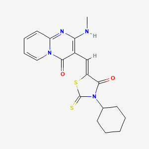 molecular formula C19H20N4O2S2 B3643816 3-[(Z)-(3-cyclohexyl-4-oxo-2-thioxo-1,3-thiazolidin-5-ylidene)methyl]-2-(methylamino)-4H-pyrido[1,2-a]pyrimidin-4-one CAS No. 431908-84-8