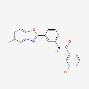 molecular formula C22H17BrN2O2 B3643867 3-bromo-N-[3-(5,7-dimethyl-1,3-benzoxazol-2-yl)phenyl]benzamide 