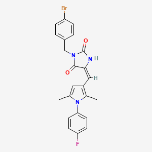 (5E)-3-[(4-BROMOPHENYL)METHYL]-5-{[1-(4-FLUOROPHENYL)-2,5-DIMETHYL-1H-PYRROL-3-YL]METHYLIDENE}IMIDAZOLIDINE-2,4-DIONE