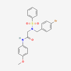 molecular formula C22H21BrN2O4S B3643911 N~2~-(4-bromobenzyl)-N-(4-methoxyphenyl)-N~2~-(phenylsulfonyl)glycinamide 