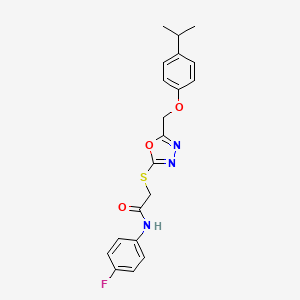 molecular formula C20H20FN3O3S B3643973 N-(4-fluorophenyl)-2-[(5-{[4-(propan-2-yl)phenoxy]methyl}-1,3,4-oxadiazol-2-yl)sulfanyl]acetamide 