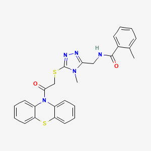 2-methyl-N-[(4-methyl-5-{[2-oxo-2-(10H-phenothiazin-10-yl)ethyl]thio}-4H-1,2,4-triazol-3-yl)methyl]benzamide