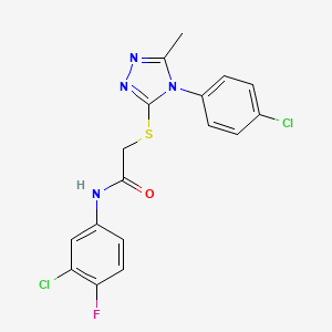 molecular formula C17H13Cl2FN4OS B3644282 N-(3-chloro-4-fluorophenyl)-2-{[4-(4-chlorophenyl)-5-methyl-4H-1,2,4-triazol-3-yl]thio}acetamide 