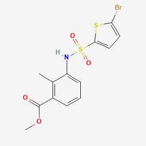 molecular formula C13H12BrNO4S2 B3644341 methyl 3-{[(5-bromo-2-thienyl)sulfonyl]amino}-2-methylbenzoate 