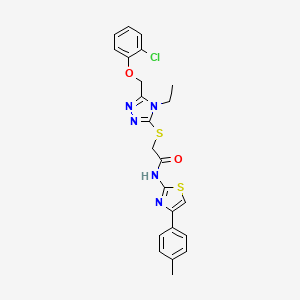 2-({5-[(2-chlorophenoxy)methyl]-4-ethyl-4H-1,2,4-triazol-3-yl}sulfanyl)-N-[4-(4-methylphenyl)-1,3-thiazol-2-yl]acetamide