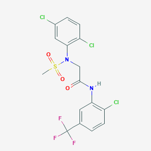 molecular formula C16H12Cl3F3N2O3S B3644392 N-[2-chloro-5-(trifluoromethyl)phenyl]-2-(2,5-dichloro-N-methylsulfonylanilino)acetamide 