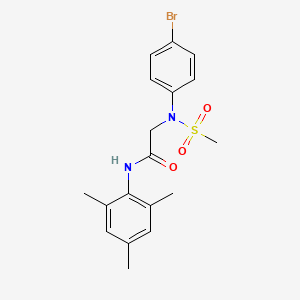 molecular formula C18H21BrN2O3S B3644456 N~2~-(4-bromophenyl)-N~1~-mesityl-N~2~-(methylsulfonyl)glycinamide 