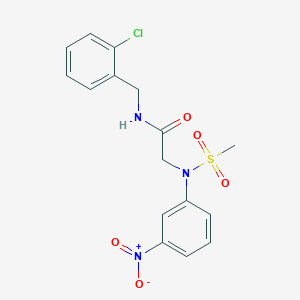 molecular formula C16H16ClN3O5S B3644463 N-(2-chlorobenzyl)-N~2~-(methylsulfonyl)-N~2~-(3-nitrophenyl)glycinamide 