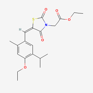 molecular formula C20H25NO5S B3644508 ethyl {(5E)-5-[4-ethoxy-2-methyl-5-(propan-2-yl)benzylidene]-2,4-dioxo-1,3-thiazolidin-3-yl}acetate 