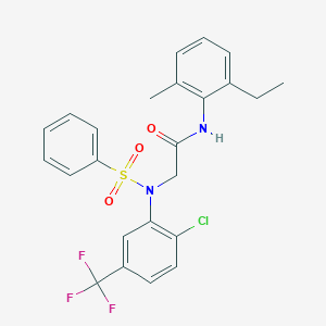 molecular formula C24H22ClF3N2O3S B3644531 N~2~-[2-chloro-5-(trifluoromethyl)phenyl]-N~1~-(2-ethyl-6-methylphenyl)-N~2~-(phenylsulfonyl)glycinamide 