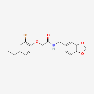 molecular formula C18H18BrNO4 B3644546 N-(1,3-benzodioxol-5-ylmethyl)-2-(2-bromo-4-ethylphenoxy)acetamide 