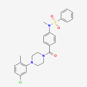 molecular formula C25H26ClN3O3S B3644554 N-(4-{[4-(5-chloro-2-methylphenyl)piperazin-1-yl]carbonyl}phenyl)-N-methylbenzenesulfonamide 