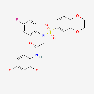 molecular formula C24H23FN2O7S B3644565 N~2~-(2,3-dihydro-1,4-benzodioxin-6-ylsulfonyl)-N~1~-(2,4-dimethoxyphenyl)-N~2~-(4-fluorophenyl)glycinamide 