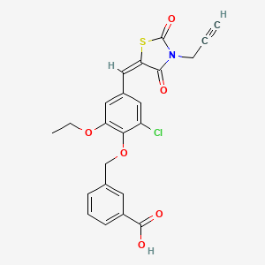 3-[(2-chloro-4-{(E)-[2,4-dioxo-3-(prop-2-yn-1-yl)-1,3-thiazolidin-5-ylidene]methyl}-6-ethoxyphenoxy)methyl]benzoic acid