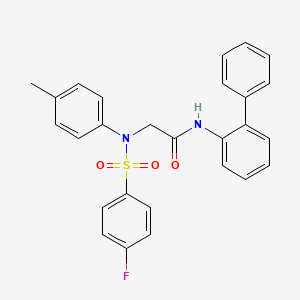 molecular formula C27H23FN2O3S B3644613 N~1~-2-biphenylyl-N~2~-[(4-fluorophenyl)sulfonyl]-N~2~-(4-methylphenyl)glycinamide 