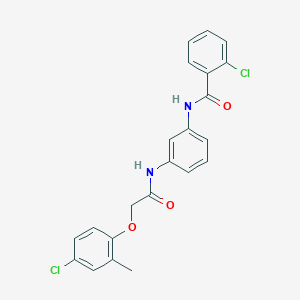 molecular formula C22H18Cl2N2O3 B3644683 2-chloro-N-(3-{[(4-chloro-2-methylphenoxy)acetyl]amino}phenyl)benzamide 