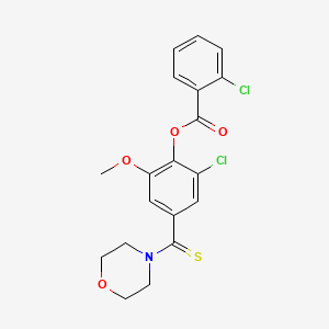 molecular formula C19H17Cl2NO4S B3644778 [2-Chloro-6-methoxy-4-(morpholine-4-carbothioyl)phenyl] 2-chlorobenzoate 