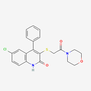 6-chloro-3-[(2-morpholin-4-yl-2-oxoethyl)thio]-4-phenylquinolin-2(1H)-one