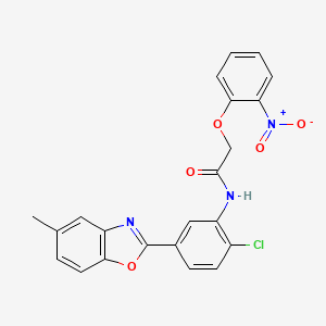 molecular formula C22H16ClN3O5 B3644789 N-[2-chloro-5-(5-methyl-1,3-benzoxazol-2-yl)phenyl]-2-(2-nitrophenoxy)acetamide 