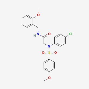 molecular formula C23H23ClN2O5S B3644825 2-[N-(4-CHLOROPHENYL)4-METHOXYBENZENESULFONAMIDO]-N-[(2-METHOXYPHENYL)METHYL]ACETAMIDE 